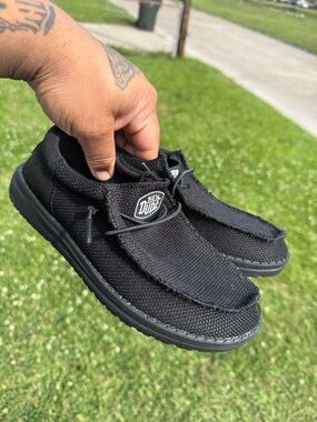 Hey Dude Black Canvas Wally Slip-On Loafers